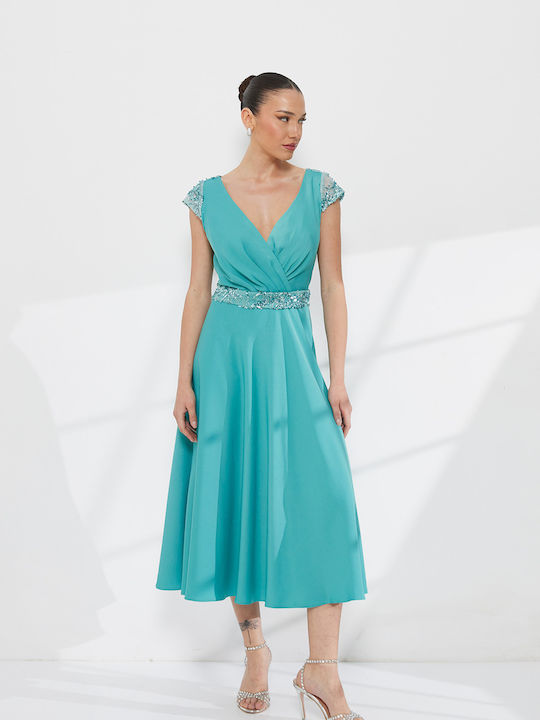 Summer Midi Dress for Wedding / Christening Green