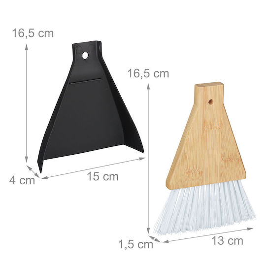 Relaxdays Mini Broom Dustpan Set White Black 16.5x4x15 Cm 2 Pieces