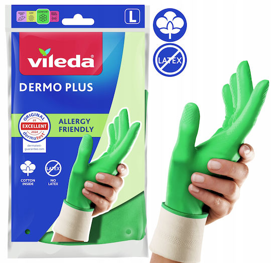 Vileda Zeu de Mănuși de Curățenie Dermo Plus din Nitril Mărime Mare Verzi