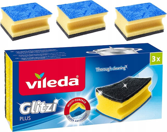 Vileda Glitzi Plus Contoured Scrubber 3pcs