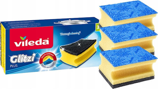 Vileda Glitzi Plus Contoured Scrubber 3pcs