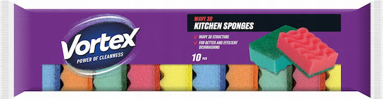 Vortex 3d Wave Kitchen Sponges 10 Pcs
