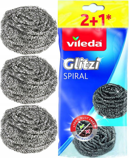 Vileda Glitzi Спираловидни Стоманени Гъби 3 Броя