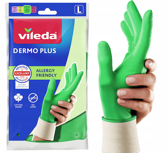 Vileda Zeu de Mănuși de Curățenie Dermo Plus din Nitril Mărime Mare Verzi