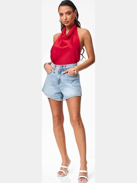 Women's Blouse Satin Drape Red
