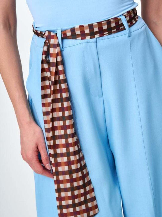 Damen Stoffhose mit Gummiband in Balloon Bein Stil Hellblau