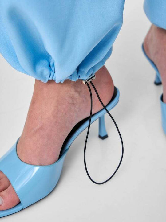 Damen Stoffhose mit Gummiband in Balloon Bein Stil Hellblau