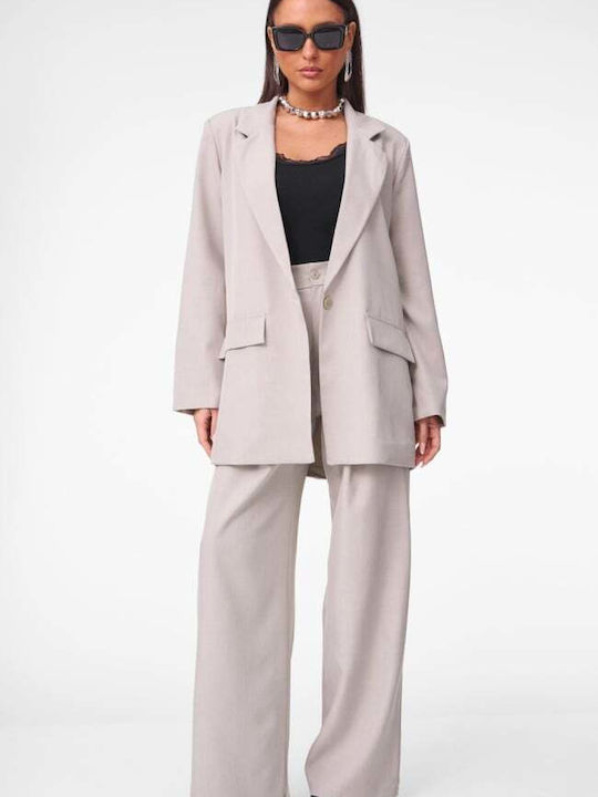 Women's Beige Dark Set with Trousers