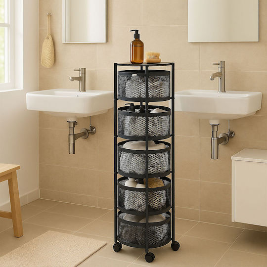 Relaxdays Troleu De Bucătărie Metalic Cu 4 Locuri Negru 34x34x75cm