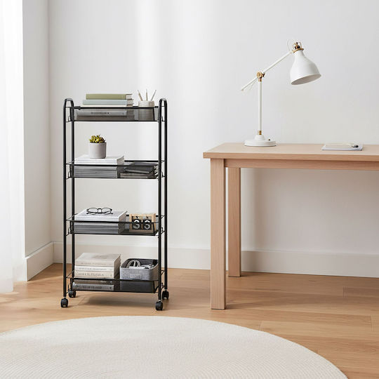 Relaxdays Troler De Bucătărie Metalic Cu 4 Locuri Negru 44x17x97.5cm