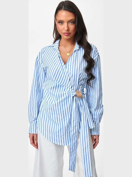 Long Sleeve Women's Shirt White Striped