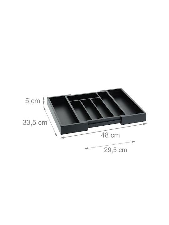 Relaxdays Tăvi Pentru Tacâmuri De Sertar Rabătabilă Din Lemn 33.5x29.5x5cm Neagră