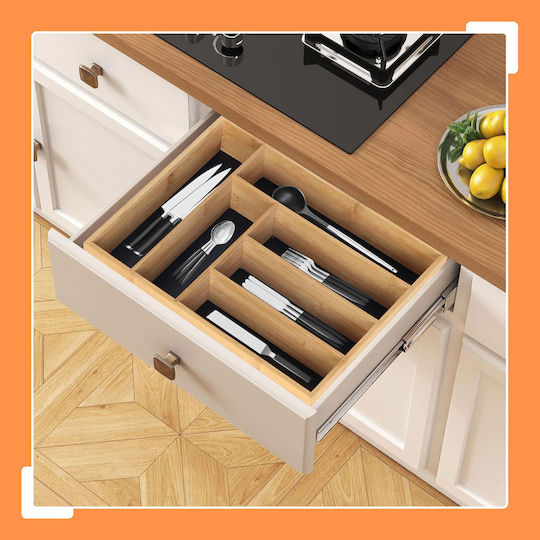 Relaxdays Κουταλοθήκη Συρταριού Ξύλινη 35.5x25.5x5εκ. Καφέ