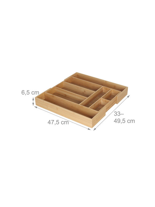Relaxdays Tăvi Pentru Tacâmuri De Sertar Rabătabilă Din Lemn 49.5x33x6.5cm Bej