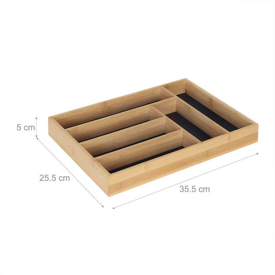Relaxdays Κουταλοθήκη Συρταριού Ξύλινη 35.5x25.5x5εκ. Καφέ