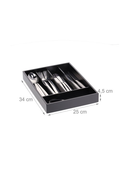 Relaxdays Tavă pentru Tacâmuri de Sertar Din Lemn 34x25x4.5cm Neagră
