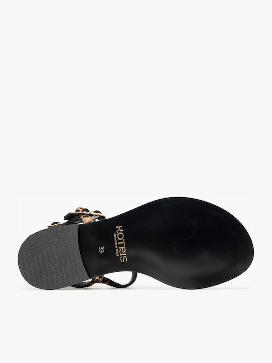 Leather Women's Flat Sandals Leopard