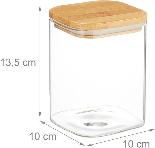 Relaxdays Set 3 Bucăți Vaze Utilizare Generală cu Capac Sticlă Transparentă 10x10x13.5cm 3 Bucăți