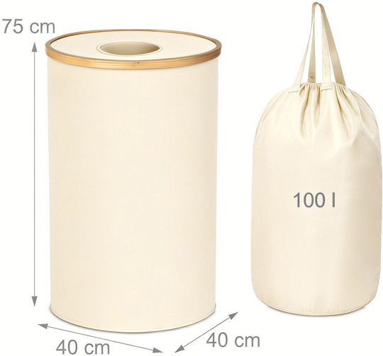 Relaxdays Coș De Gunoi Din Plastic Pentru Reciclare 100 Lt Bej