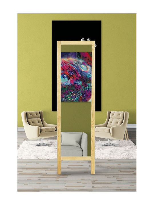 SteweHome Floor Mirror with Beige Wooden Frame 145x40cm