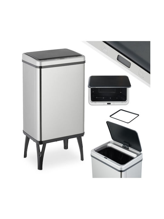 Relaxdays Coș De Gunoi Din Oțel Inoxidabil Cu Senzor Argintiu 40lt