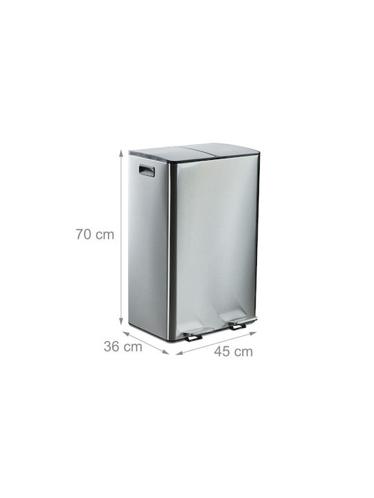 Relaxdays Relaxdays Müllbehälter aus Edelstahl mit Pedal Graue 60l