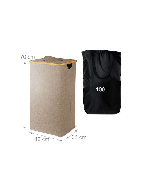 Relaxdays Căldare de Reciclare Plastic Bej 100l