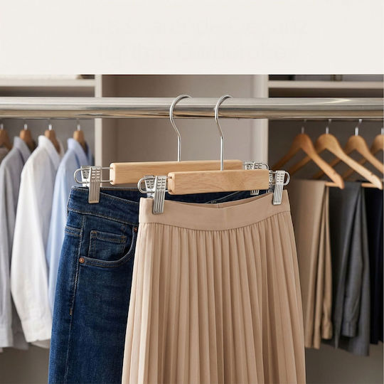 Relaxdays Kremastră Dulap pentru Pantaloni din Lemn Argintie 10053143_8682 10 Bucăți