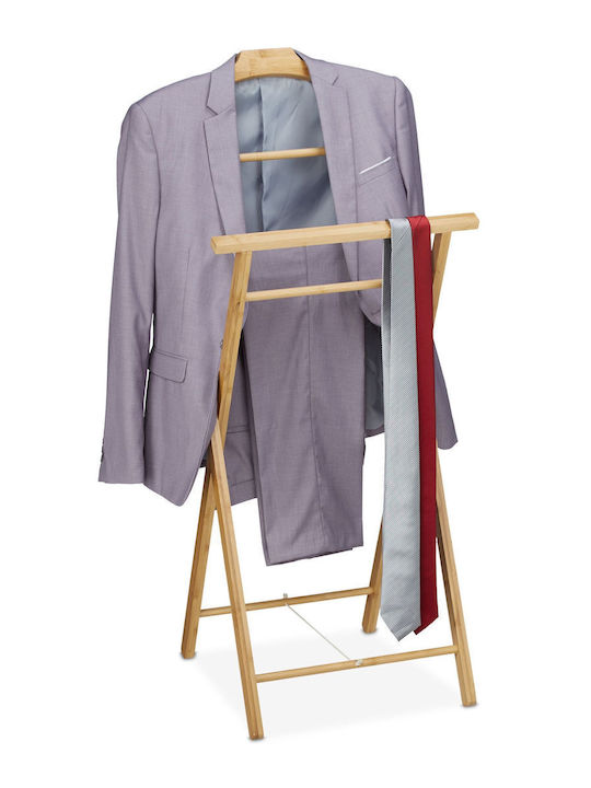 Relaxdays Floor Garment Rack Bamboo Telescopic Brown 110x38cm