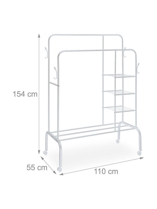 Relaxdays Cremasteră De Podea Pe Roți Din Metal Albă 154x110cm
