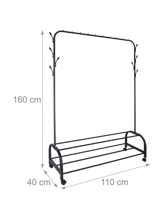 Relaxdays Metallischer Boden Kleiderständer Schwarz 160x110cm