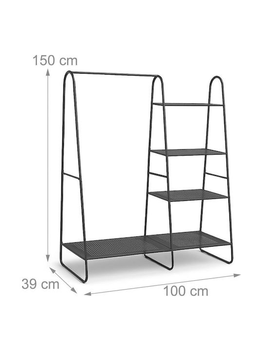 Relaxdays Cremasteră de Podea din Metal Neagră 150x39x100cm