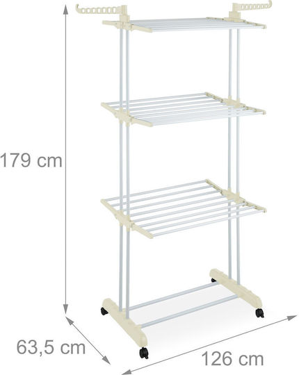 Relaxdays Folding Floor Clothes Drying Rack with Wheels 179x63.5cm