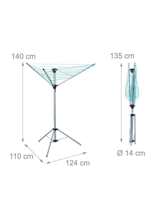 Relaxdays Uscătoare Rufe Pliabilă De Pardoseală Inox Cu Lungimea Suportului De Uscare A Hainelor 15m