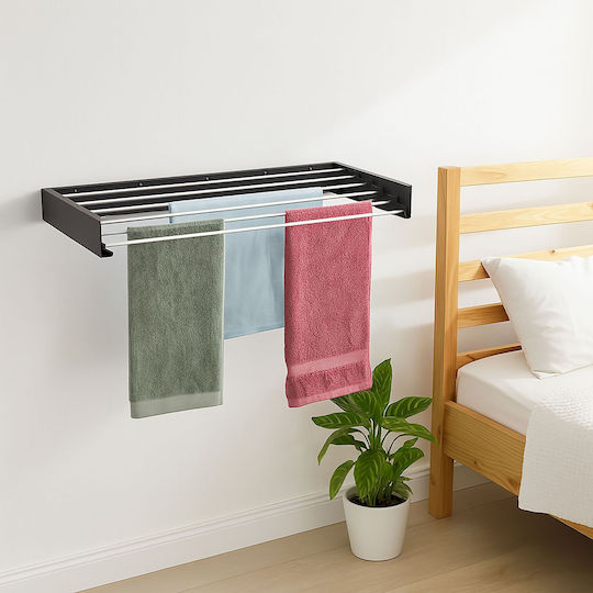 Relaxdays Folding Stainless Steel Wall Clothes Drying Rack with 4m Hanging Length