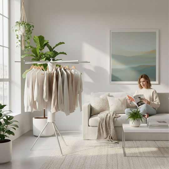 Relaxdays Klappbarer Boden-Kleiderständer Metallisch 121x112cm