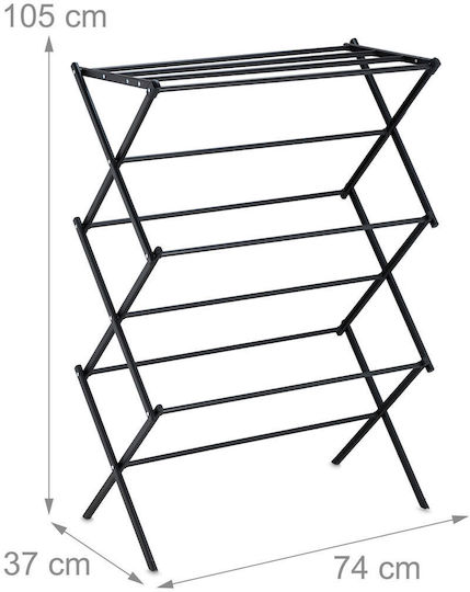 Relaxdays Folding Floor Clothes Drying Rack Stainless Steel 105x74cm