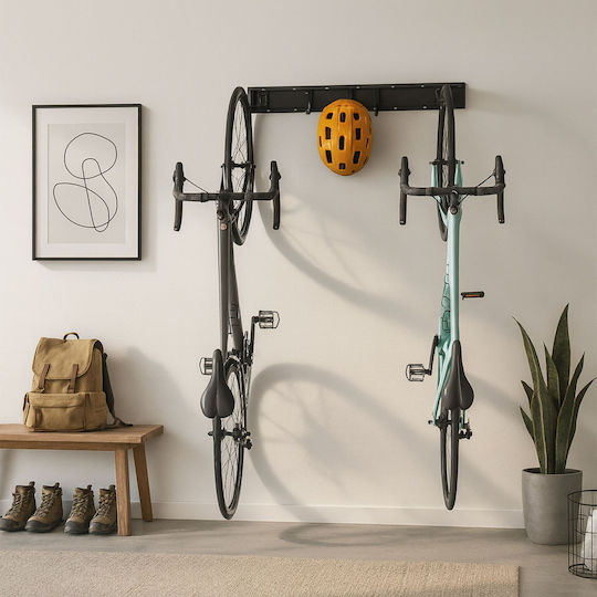 Relaxdays Wall-mounted Bike Rack Rail Black 10x1.5x40.5 Cm