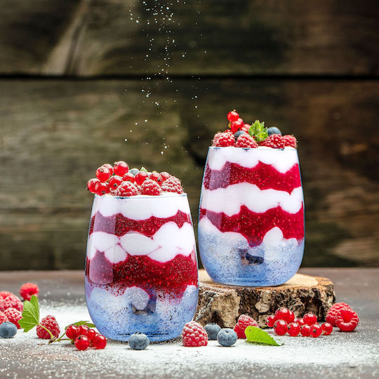Relaxdays Set Pahare Cocteiluri Din Sticlă Albastră 500ml 2 Bucăți