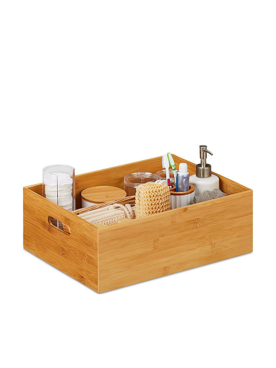 Relaxdays Wooden Beige Storage Box 14x40x30cm