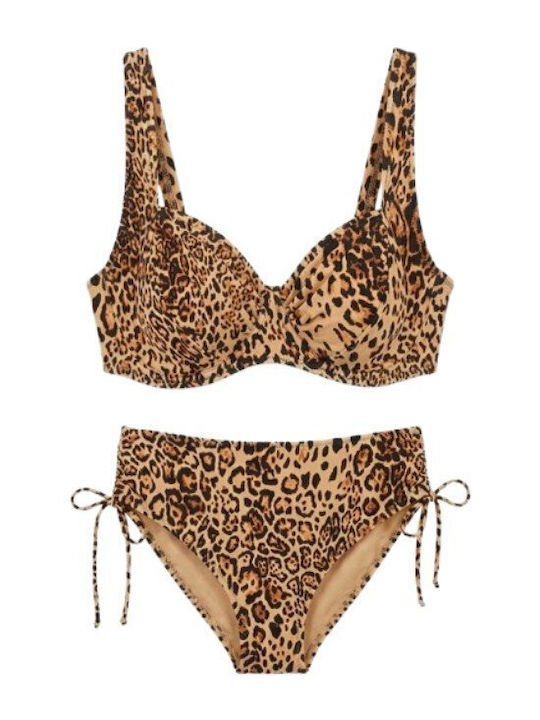 Set Bikini Hohe Taille Tierdruck Tierdruck
