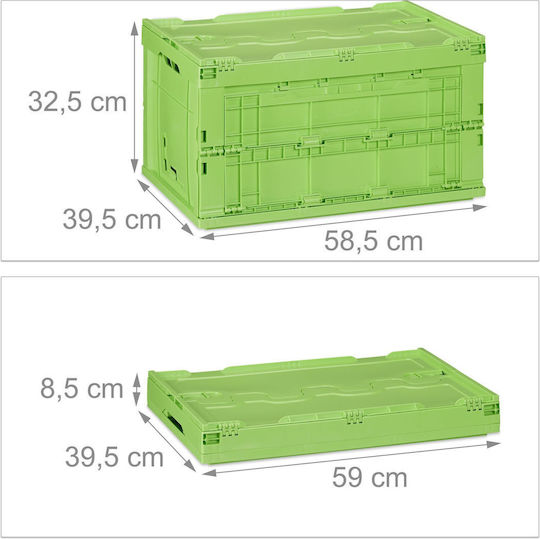 Relaxdays Cutie De Depozitare Din Plastic Cu Capac Verde 32.5x39.5x58.5cm