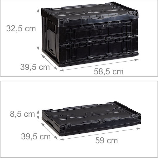 Relaxdays Plastic Storage Box with Lid Black 32.5x39.5x58.5cm