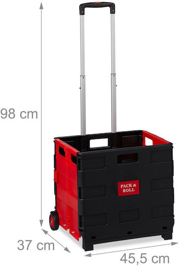 Căruț de Piață Pliabil din Plastic Roșu 98x45.5x37cm