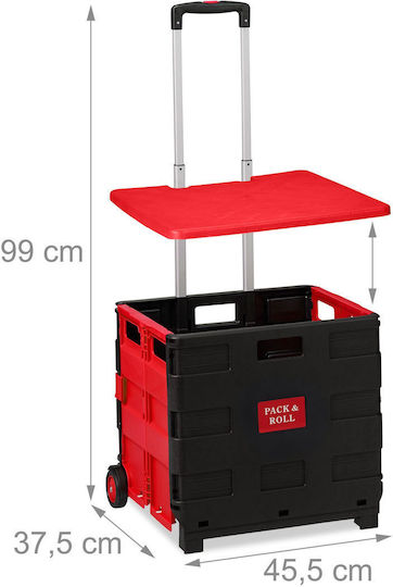 Căruț de Piață Pliabil din Plastic Roșu 99x45.5x37.5cm
