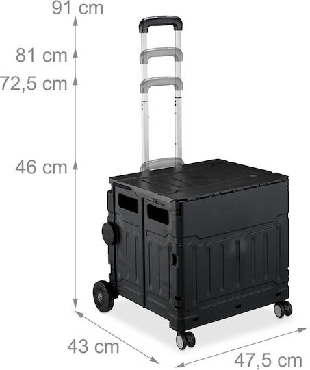 Căruț de Piață Pliabil din Plastic 91x43x47.5cm