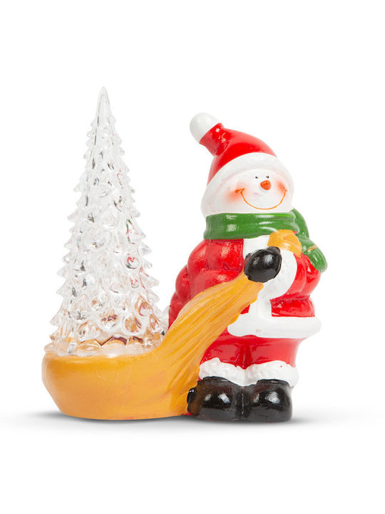 Beleuchteter Dekorativer Weihnachtsmann Batteriebetrieben Weißer Keramik 15x13x7cm