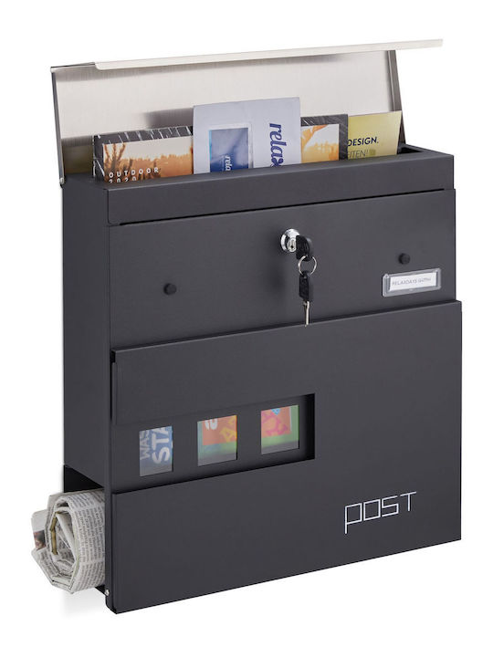 Relaxdays Briefkasten Für Draußen Inox in Grau Farbe 30x45cm
