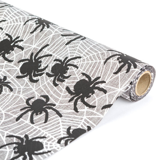 Halloween Table Runner 180x28 Cm White Black Spider Design