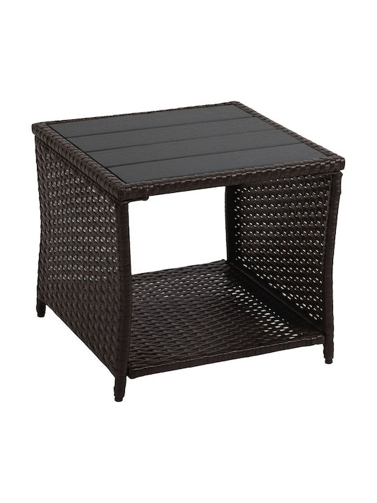 Masă Pentru Spații Exterioare Mici Din Rattan Cu Ramă Metalică Culoare Maro/Negru 40x45x45cm